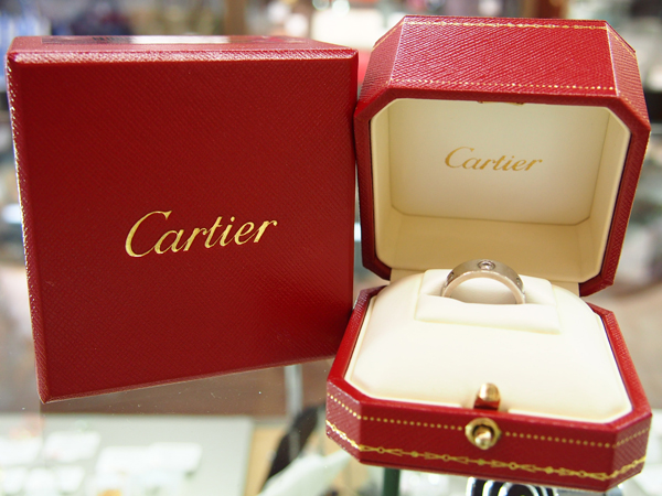 Cartier　18金　ホワイトゴールド　ハーフダイヤ　ラブリング