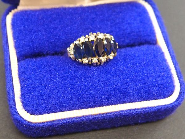 PT900　ダイヤモンド　サファイア　指輪