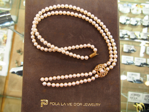 POLA　K18　YG　ダイヤモンド/真珠　ネックレス