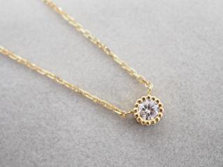 ネックレス K18YG 2.4g ダイヤ 0.2ct 