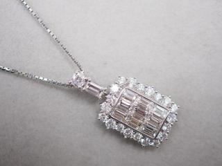 ネックレス Pt900/Pt850 12.4g ダイヤ 1.68ct/1.60ct 