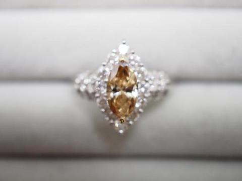 リング Pt900 6.5g ブラウン＆クリアダイヤ 1.04ct/1.07ct 