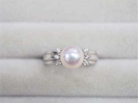 ポーラ リング Pt900 8.4g パールダイヤ 0.08ct 