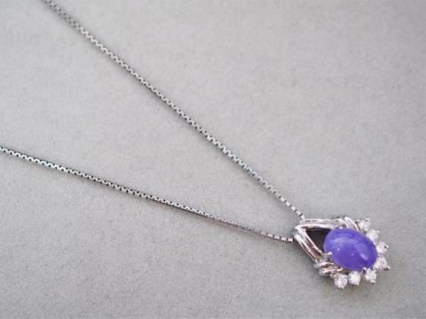 ネックレス Pt900/Pt850 9.4g 翡翠 2.29ctダイヤ 0.35ct 