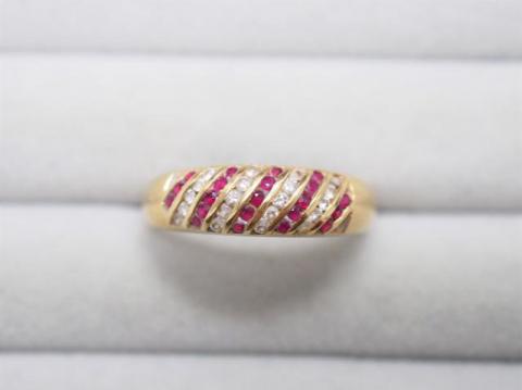 リング K18YG 4.0g ルビー 0.30ctダイヤ 0.22ct 