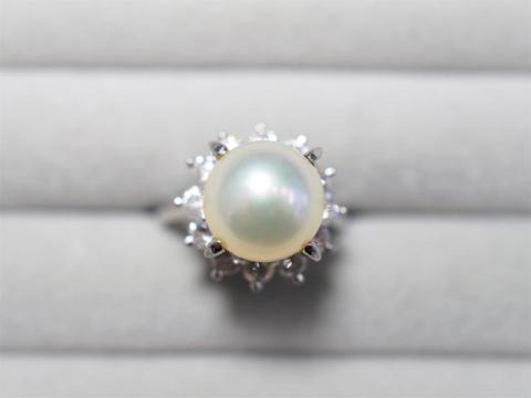 リング Pt900 7.5g パールダイヤ 0.93ct 