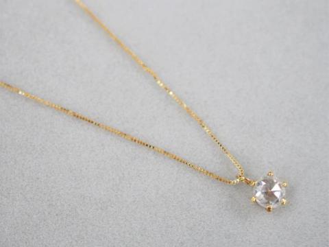 ネックレス K18YG 1.4g ローズカットダイヤ 0.40ct 