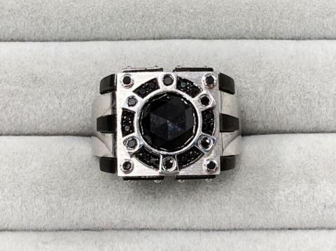 リング K18WG 13.6g ブラックダイヤ 2.453ct/0..18ct 