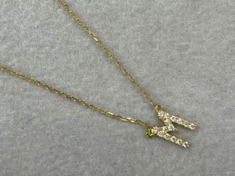 アーカー ネックレス K18YG 1.4g ダイヤ 0.06ct イニシャル M 