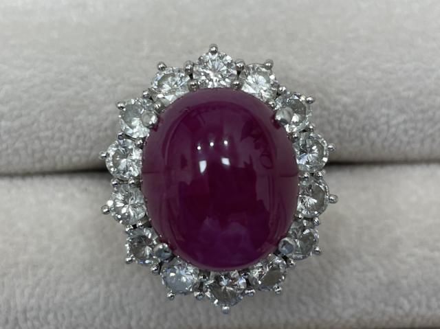 リング Pt900 22.7g スタールビー 20.29ctダイヤ 2.37ct