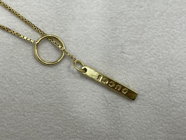 グッチ ラリアット ネックレス K18YG 5.0g ロゴ