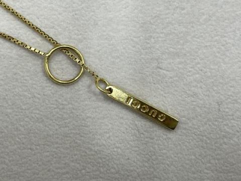 グッチ ラリアット ネックレス K18YG 5.0g ロゴ