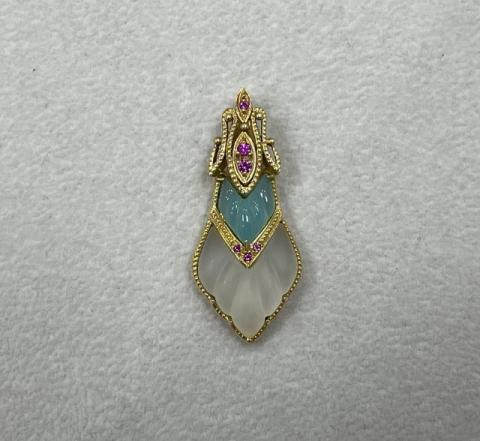 ジュステラ ペンダントトップ K18YG 4.5g クォーツ ルビーダイヤ 0.005ct