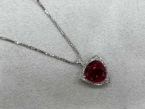 クレサンベール ネックレス Pt900/Pt850 10.0g 再結晶ルビー 7.11ctダイヤ 0.32ct