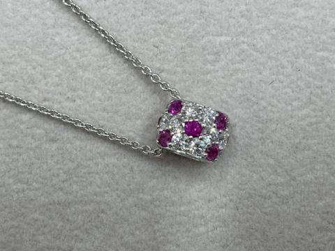 ミキモト ネックレス K18WG 3.9g ルビー 0.31ctダイヤ 0.45ct パヴェ