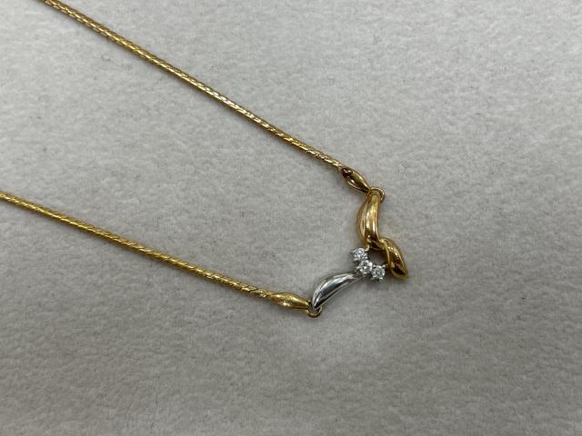 ネックレス K18YG/Pt850 6.2g ダイヤ 0.06ct
