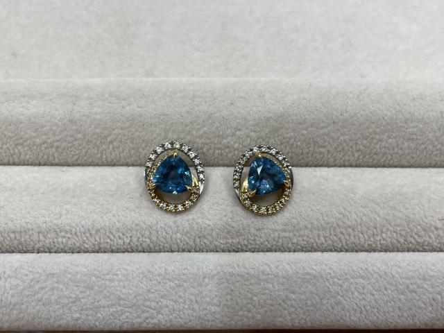 ピアス K18YG/P950 3.5g トパーズ ダイヤ