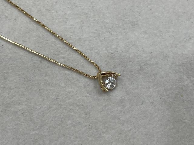 ネックレス K18PG 2.2g ダイヤ 0.26ct ダンシングストーン