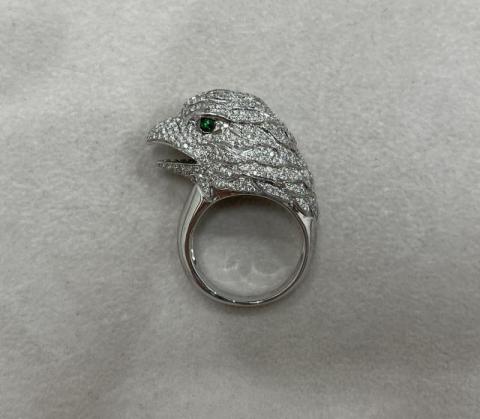 リング K18WG 13.6g ダイヤ 1.50ctグリーンガーネット 0.10ct