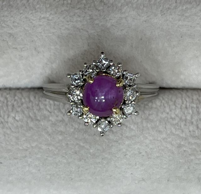 リング Pt900/K18YG 6.3g スタールビー 2.62ctダイヤ 0.41ct