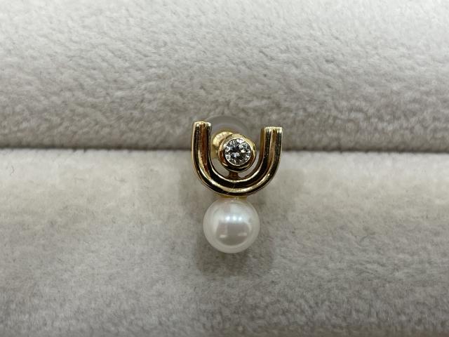 ヒロタカ ベルーガ ピアス K10PG 1.0g 真珠ダイヤ 0.05ct 片耳