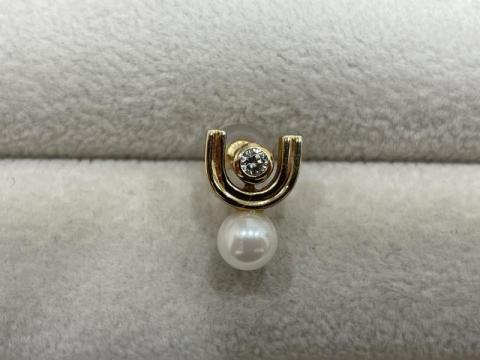 ヒロタカ ベルーガ ピアス K10PG 1.0g 真珠ダイヤ 0.05ct 片耳