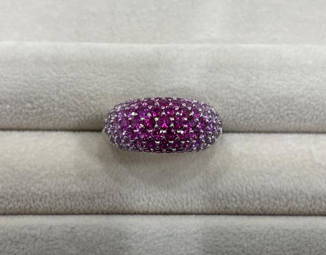 リング K18WG 8.1g ピンクサファイア 3.27ct