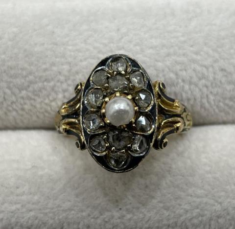 リング K18YG 5.4g フェイクパールダイヤ ※X線済