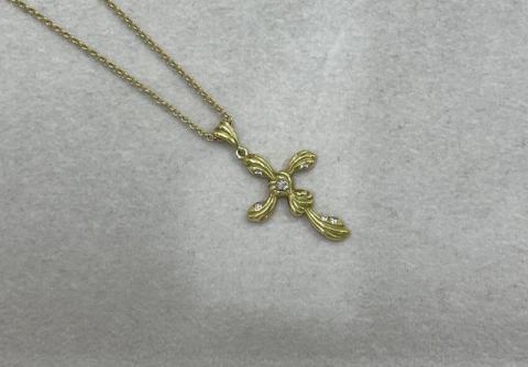 アーカー ネックレス K18YG 5.6g ダイヤ クロス ロング