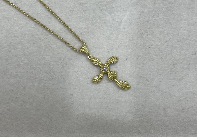 アーカー ネックレス K18YG 5.6g ダイヤ クロス ロング