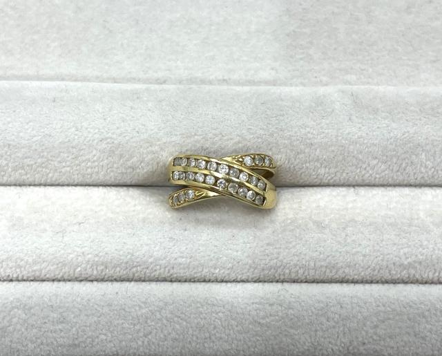 リング K18YG 3.5g ダイヤ 0.50ct レールセッティング