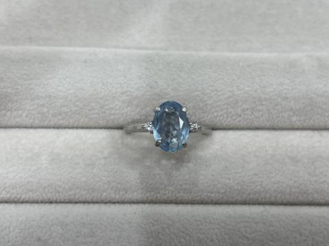 リング K14WG 3.1g アクアマリン 4.02ctダイヤ ※X線検査済み