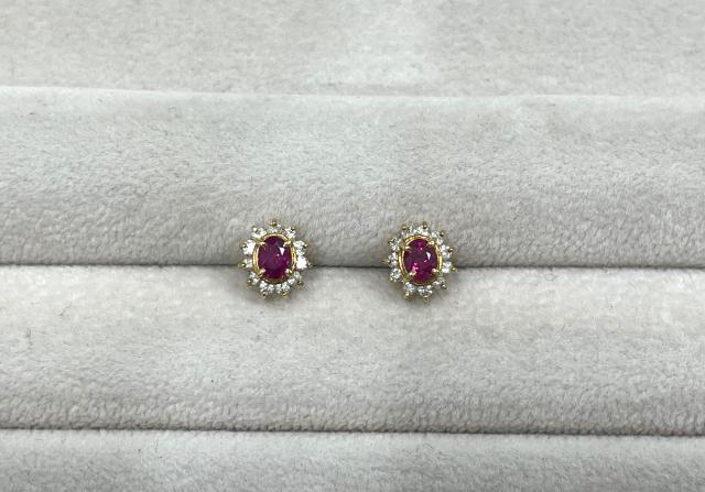 ピアス K18YG 1.7g ルビー ダイヤ ※X線済み