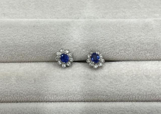 ピアス Pt900 2.1g サファイア ダイヤ ※X線済み