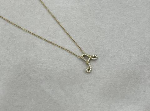 ポンテヴェキオ ネックレス K18YG 3.4g ダイヤ 0.12ct イニシャル アルファベット A