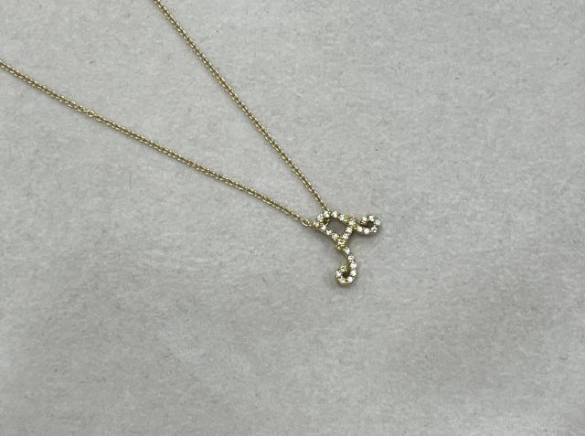 ポンテヴェキオ ネックレス K18YG 3.4g ダイヤ 0.12ct イニシャル アルファベット A