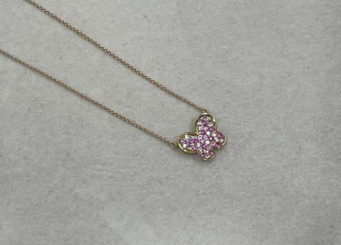 ネックレス K18PG 3.9g サファイア 0.55ct バタフライ アニマル