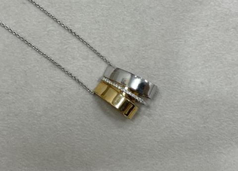 クイーン ネックレス K18YG/WG 9.7g ダイヤ 0.14ct