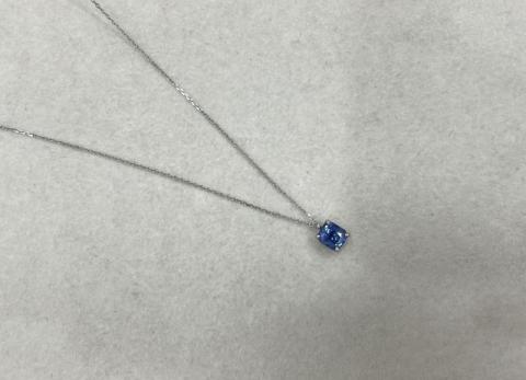 ネックレス Pt900/Pt850 2.1g サファイア 1.56ct スリランカ産 非加熱