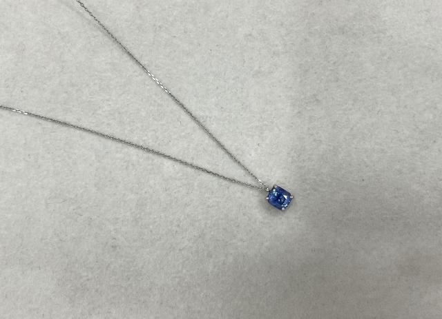 ネックレス Pt900/Pt850 2.1g サファイア 1.56ct スリランカ産 非加熱