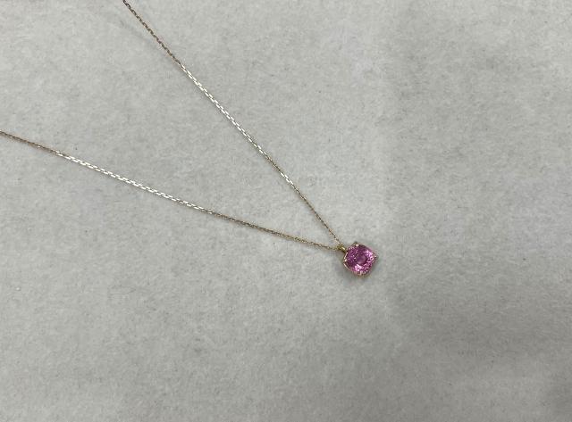 ネックレス K18PG 1.6g スピネル 1.33ct