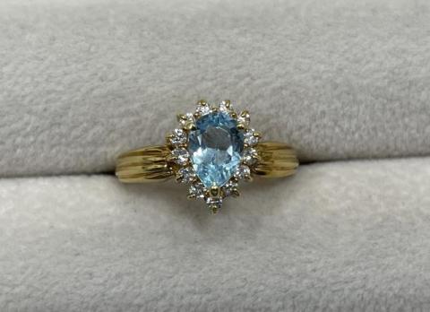 リング K18YG 3.0g トパーズ 0.87ctダイヤ 0.22ct