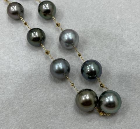 ネックレス K18YG 15.3g 黒蝶真珠