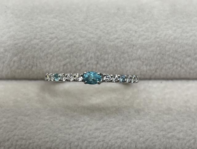 セイレーンアズーロ リング Pt900 2.0g トルマリン 0.13ct/ 0.01ctダイヤ 0.13ct