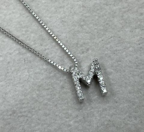 スタージュエリー ネックレス K18WG 3.5g ダイヤ イニシャル アルファベット M