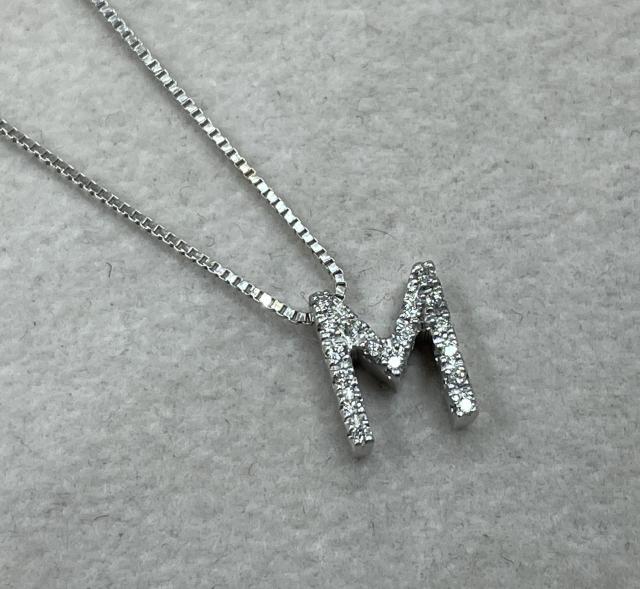 スタージュエリー ネックレス K18WG 3.5g ダイヤ イニシャル アルファベット M