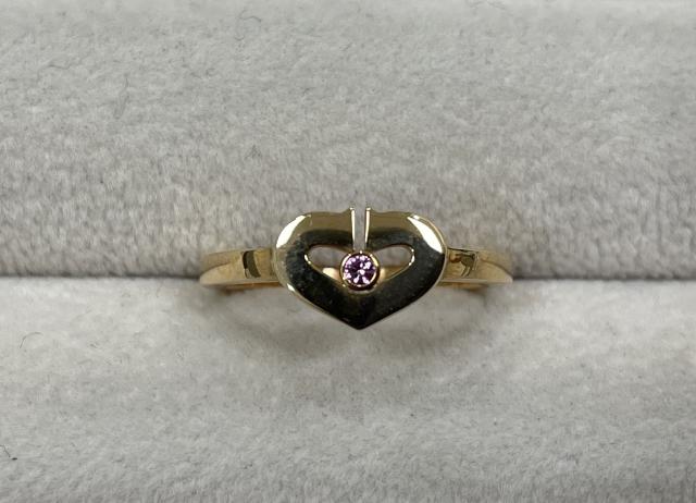 カルティエ Cハート リング K18PG 3.6g ピンクサファイア 51号
