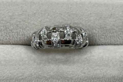 ティファニー ウォーブン リング K18WG 6.7g ダイヤ 13号