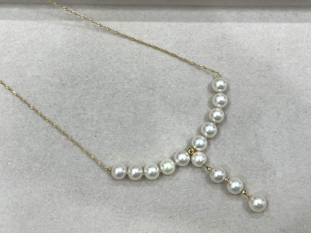 ネックレス K18YG 12.8g アコヤ真珠 8.0-8.9mm