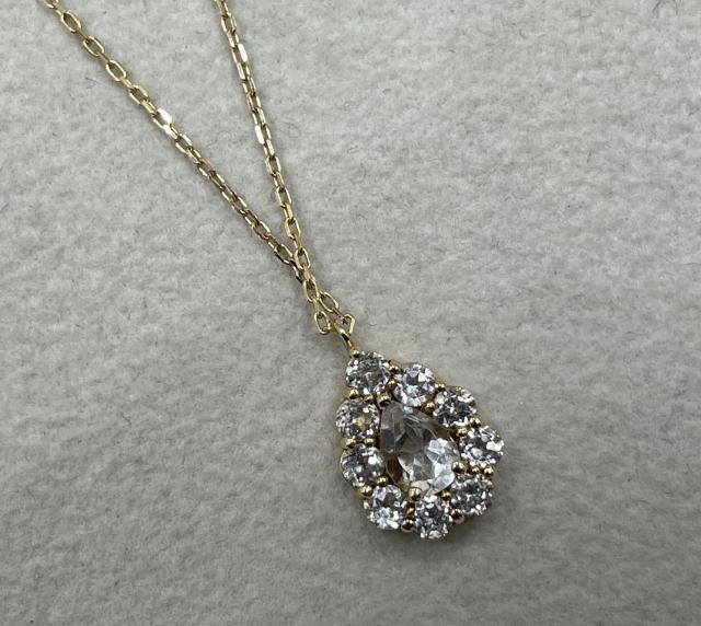 ココシュニック ネックレス K10YG 2.5g ホワイトトパーズ